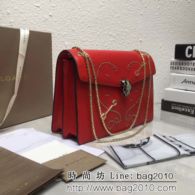 BVLGARI寶格麗 Serpenti Forever 心形靈蛇圖 小牛皮翻蓋包 285884 FYD1077